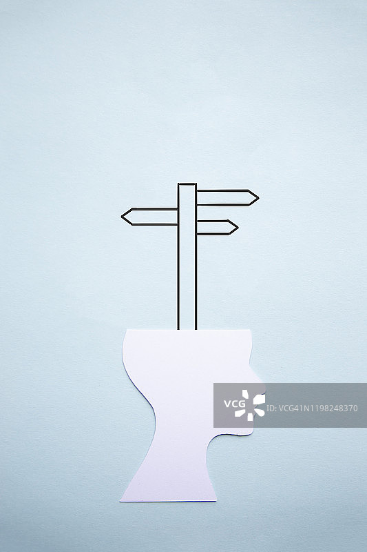 带有路标的半个头部图片素材