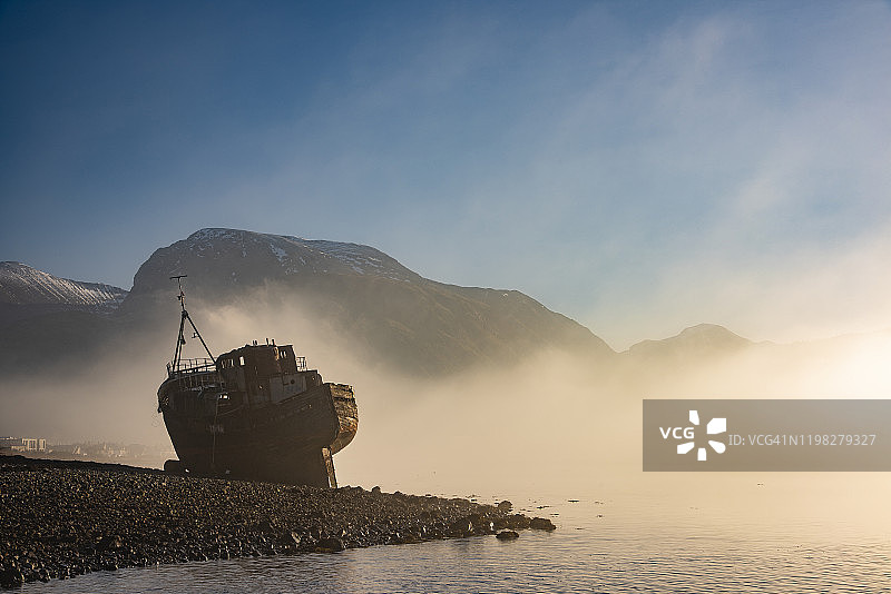 英国苏格兰本尼维斯号沉船图片素材