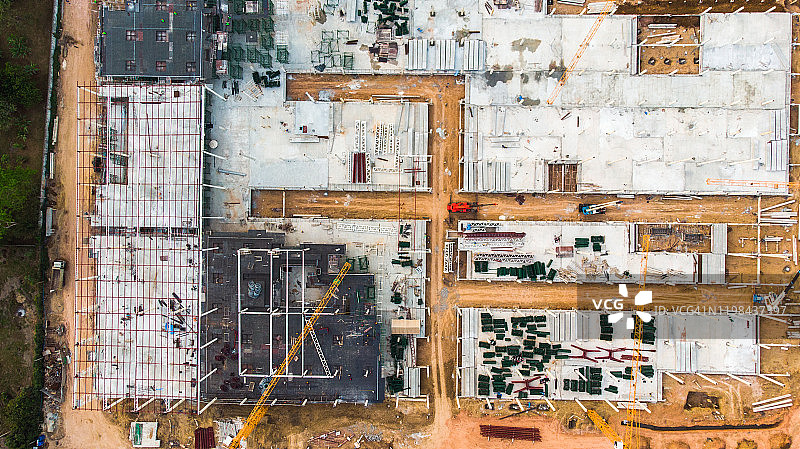 起重机建筑项目航拍图片素材