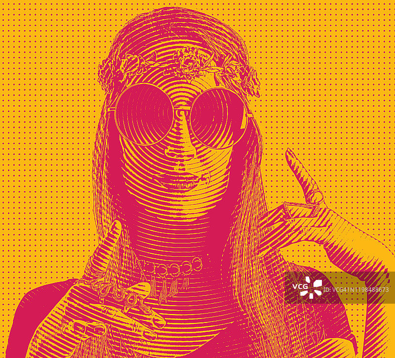 嬉皮士年轻女性雕刻图片素材