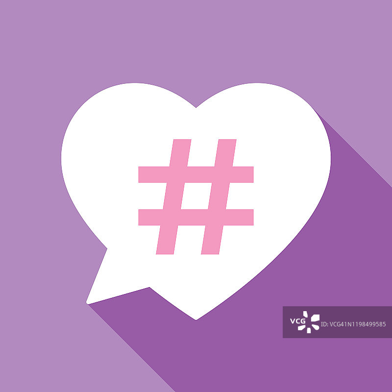 粉色心形对话气泡中的话题标签图片素材