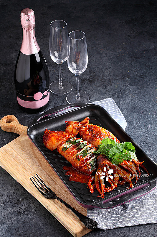 烤腌鱿鱼图片素材