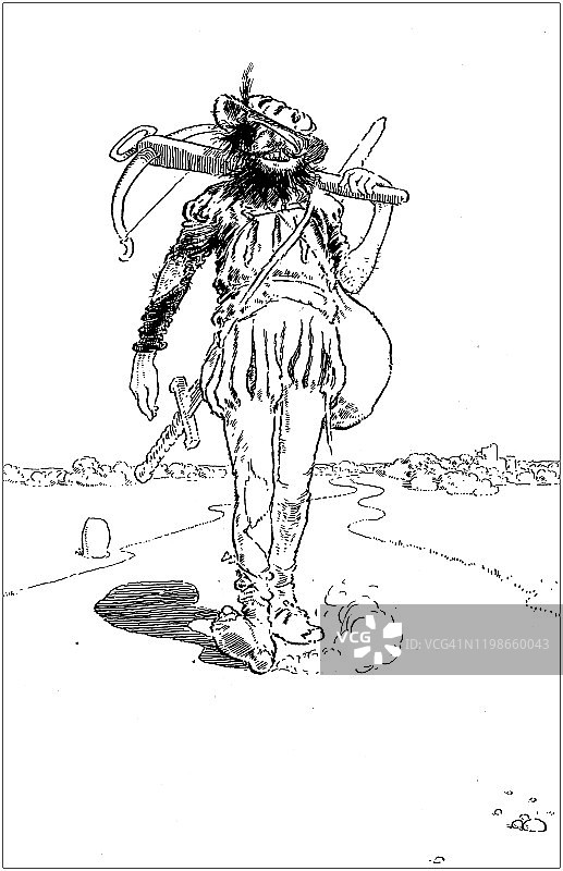 汉斯·克里斯蒂安·安徒生丹麦童话中的古董插画图片素材