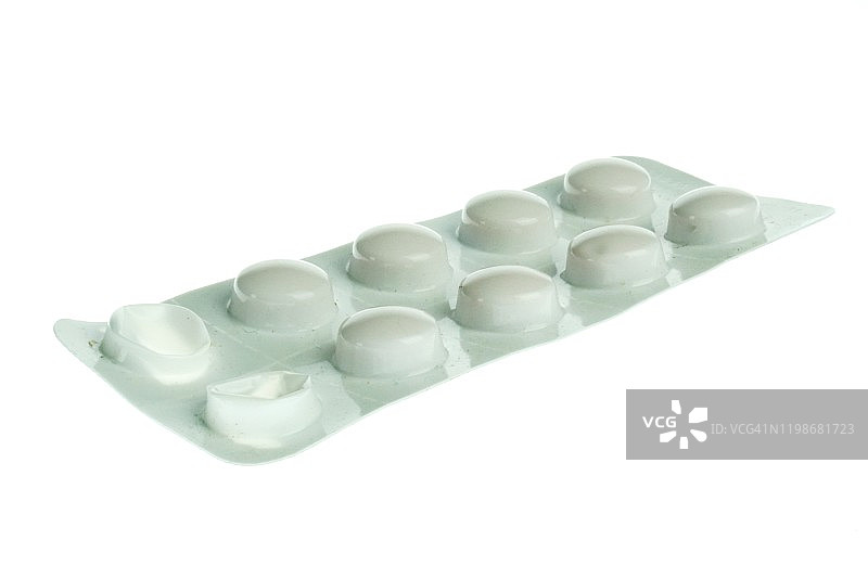 白色背景上的泡罩包装药丸分配器图片素材