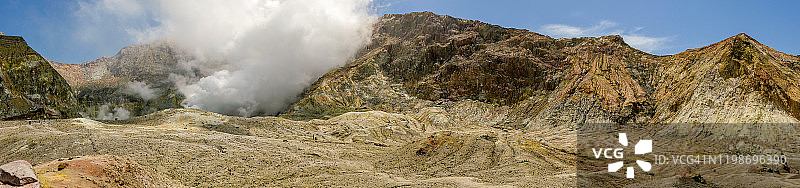 新西兰怀特岛火山全景，面向火山口图片素材