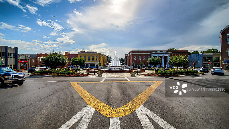 喷泉广场人行横道图片素材