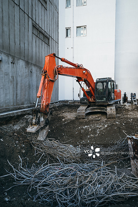 拆除机械的建筑物拆除现场图片素材