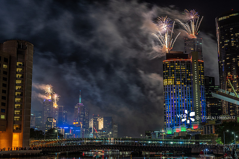 澳大利亚墨尔本的新年焰火表演图片素材