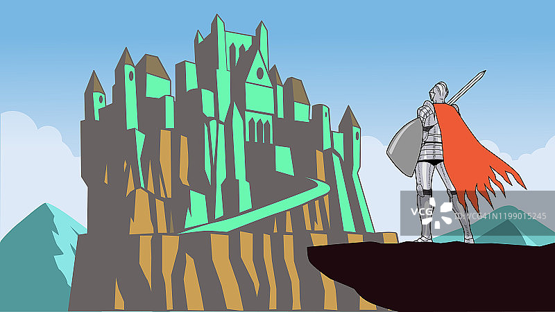 矢量骑士与城堡插画图片素材