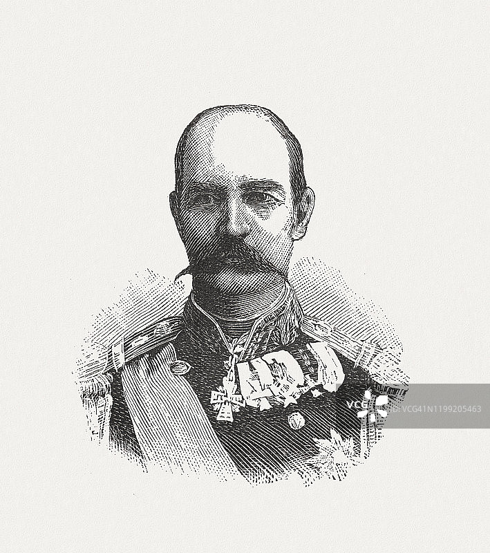 希腊国王乔治一世（1845-1913）木刻版画，1898年出版图片素材