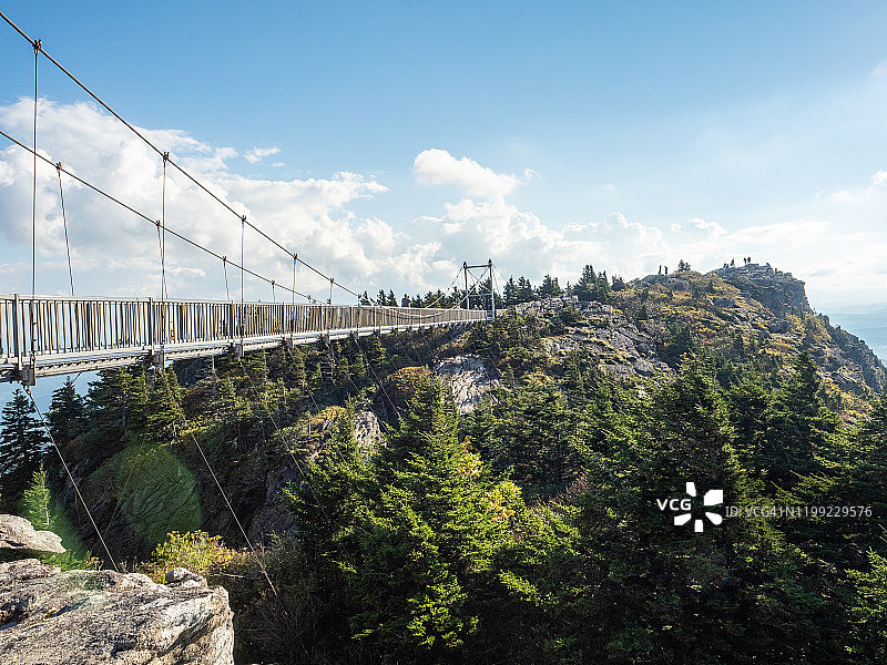 美国北卡罗来纳州蓝岭山脉老爷爷山顶的小桥图片素材