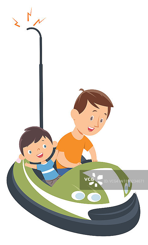 父亲和儿子驾驶碰碰车图片素材