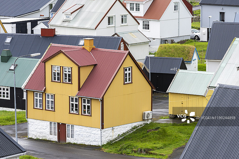 法罗群岛Gjogv的传统房屋图片素材