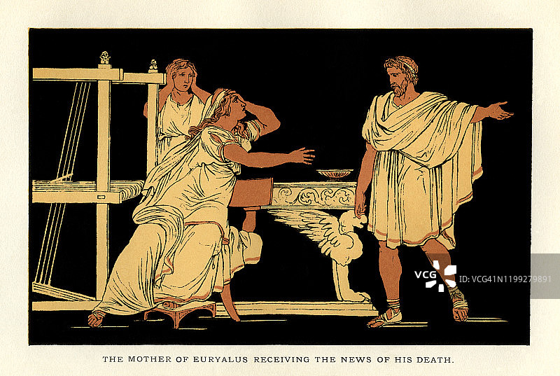 来自维吉尔的故事 - 欧律阿吕斯之母收到他的死讯图片素材