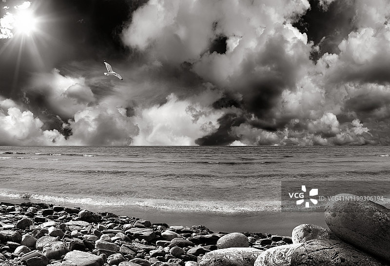 壮观的海景和岩石海滩图片素材