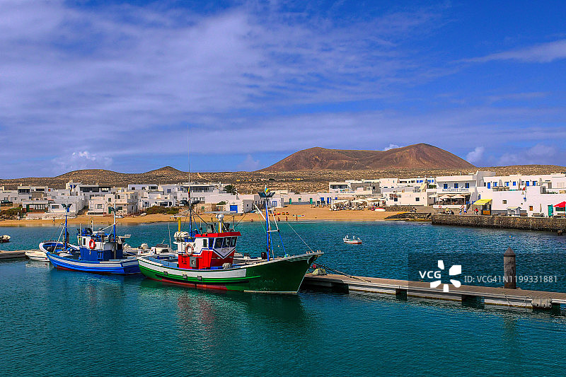 拉格拉西奥萨岛塞沃港海滩，兰萨罗特岛图片素材