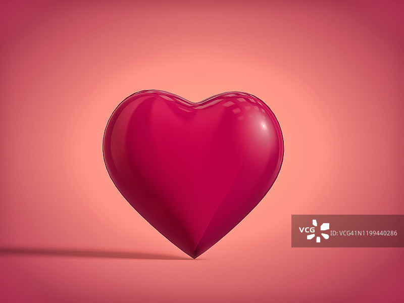 带阴影的粉色3D心形：浪漫情人节图片素材