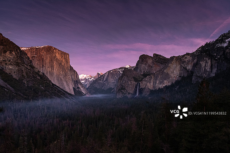 优胜美地山谷日落图片素材