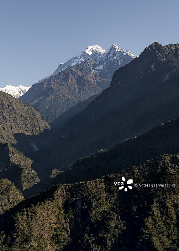 道拉吉里峰，多邦，道拉吉里环线徒步，喜马拉雅山脉，尼泊尔图片素材