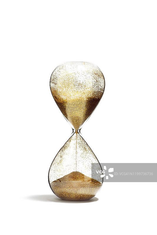 白色背景上的金色沙漏图片素材
