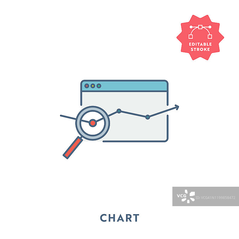 具有可编辑描边和像素完美的图表扁平图标图片素材