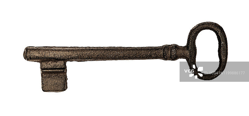 孤立的老旧金属钥匙图片素材