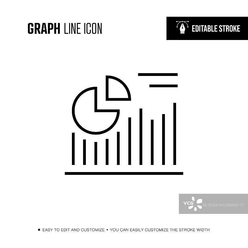图表线条图标，可编辑描边图片素材