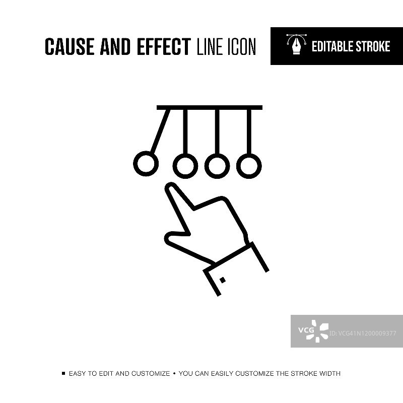 因果关系线性图标 - 可编辑描边图片素材