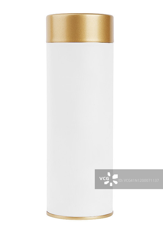 白色空白马口铁罐样机：茶和咖啡的圆柱形包装图片素材