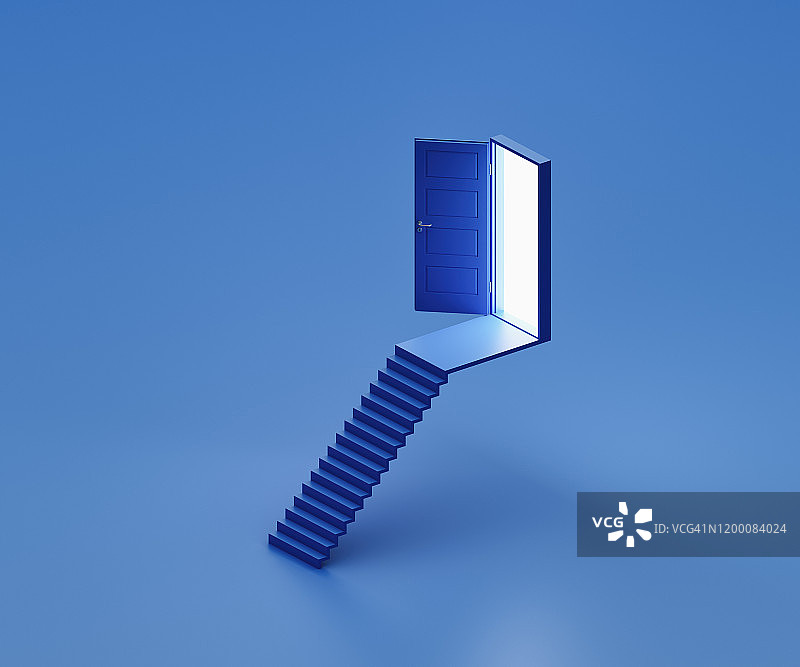 通往明亮大门的阶梯图片素材