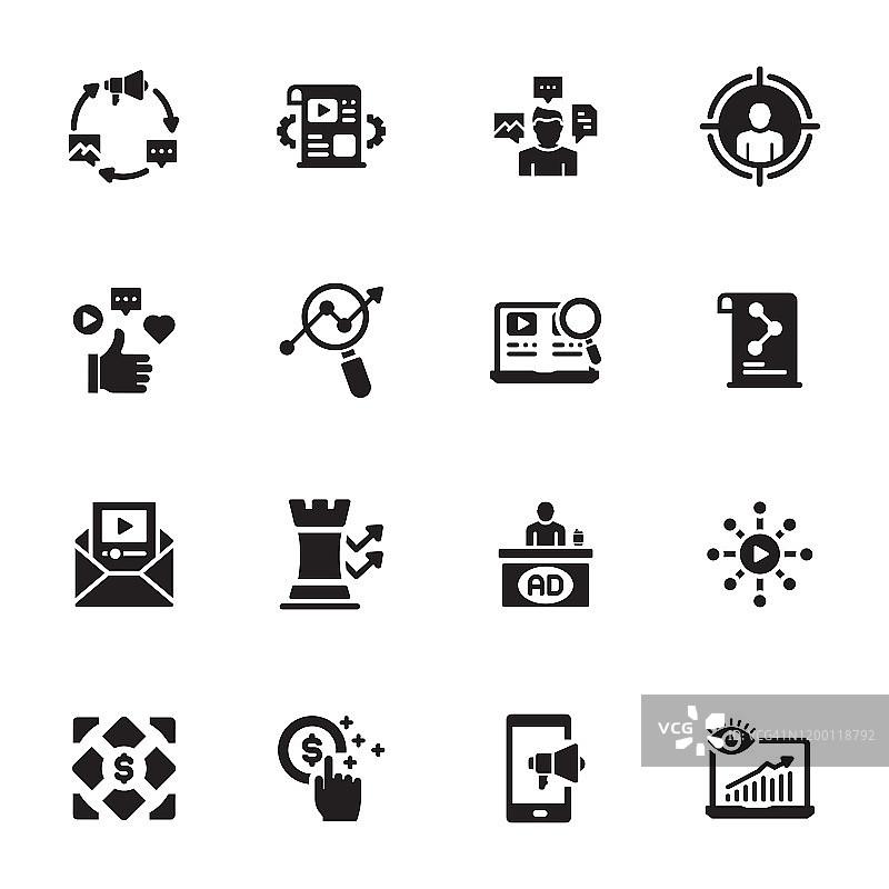 内容营销相关矢量图标简约合集图片素材