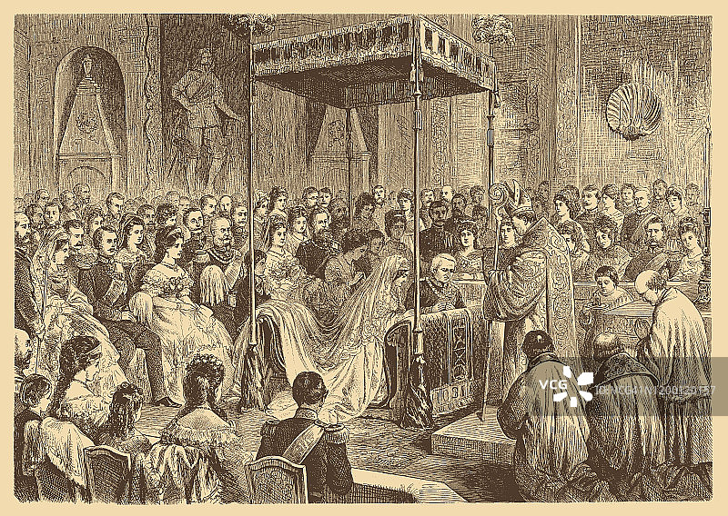 萨克森王室夫妇金婚教堂庆典图片素材