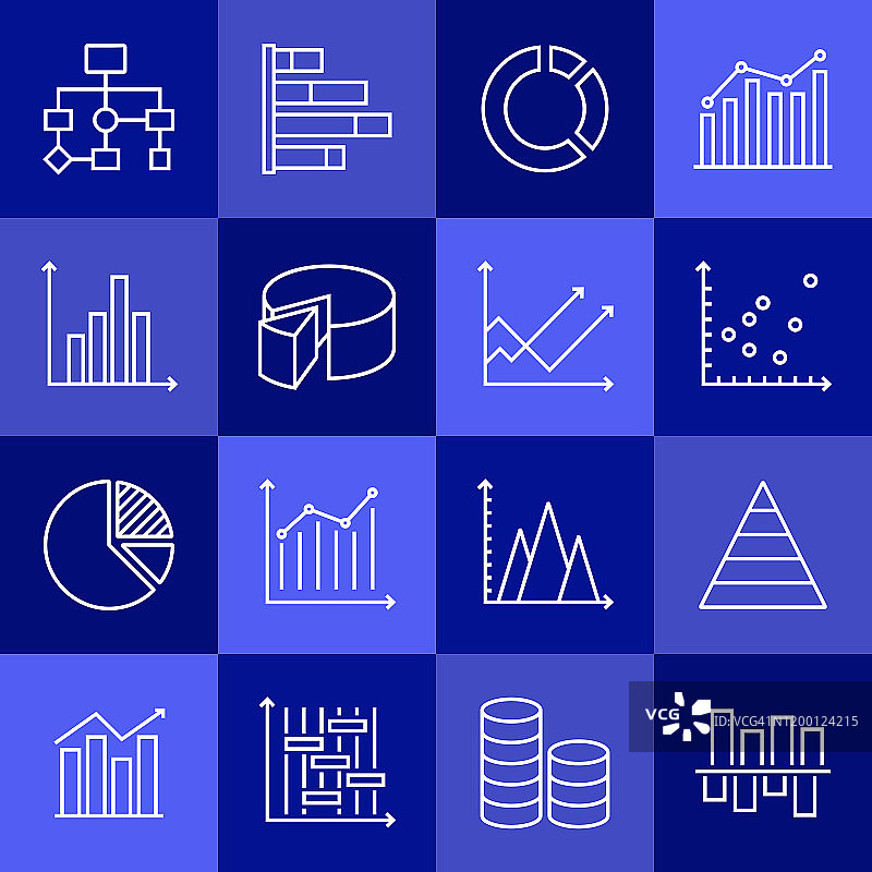 图表相关矢量线性图标合集图片素材