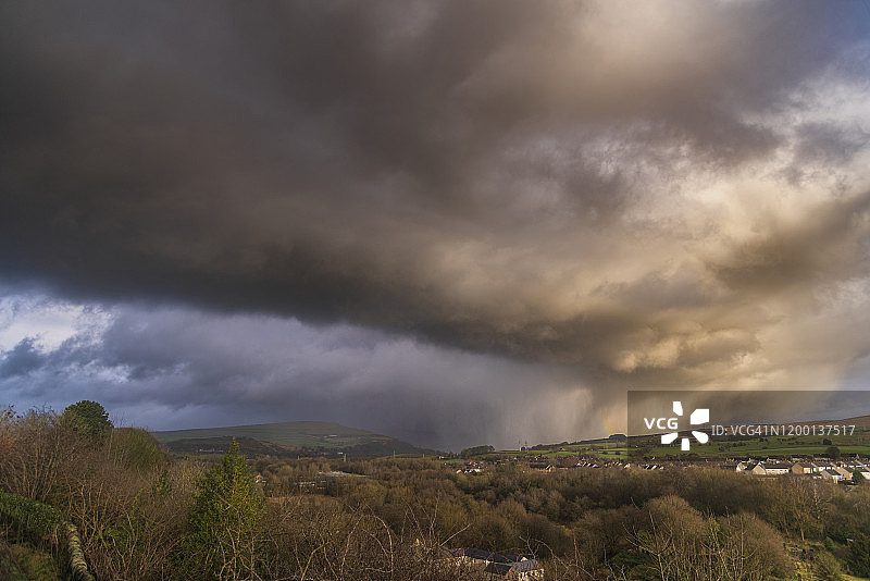 英国德比郡峰区冬季风暴图片素材