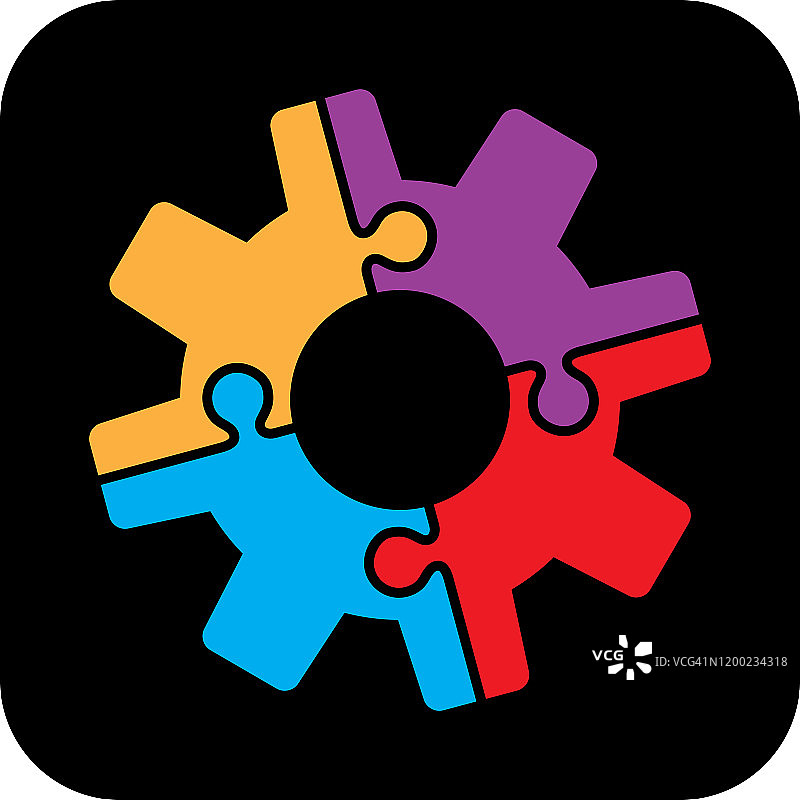 彩色齿轮拼图图标图片素材