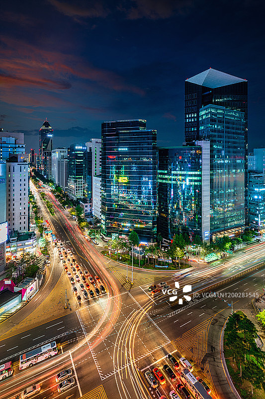 韩国首尔江南区夜景图片素材