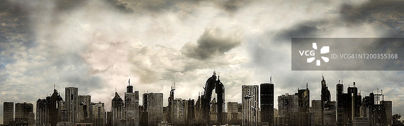 被摧毁的大都市全景图图片素材