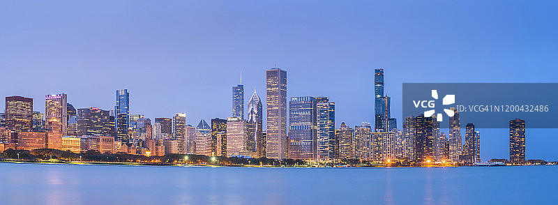 美国伊利诺伊州芝加哥湖畔天际线图片素材