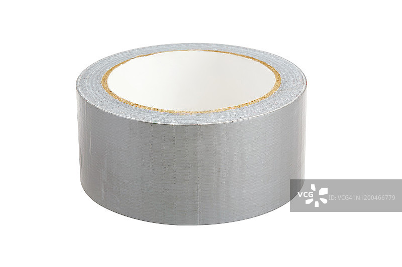 白色背景下的银色胶带卷图片素材