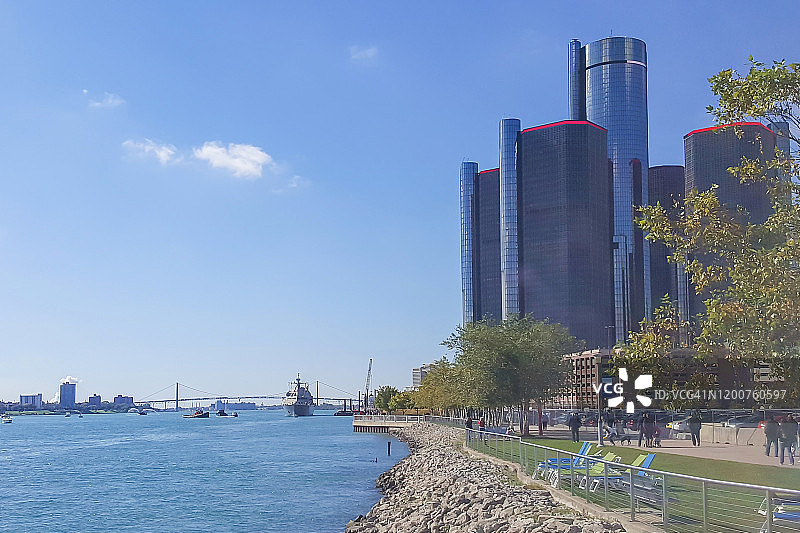 底特律河岸风光图片素材