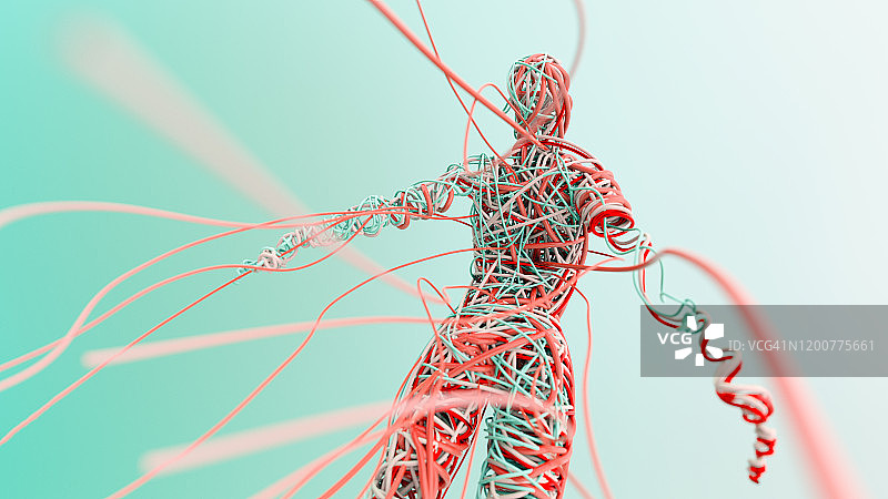 由缠绕电线组成的人体图片素材