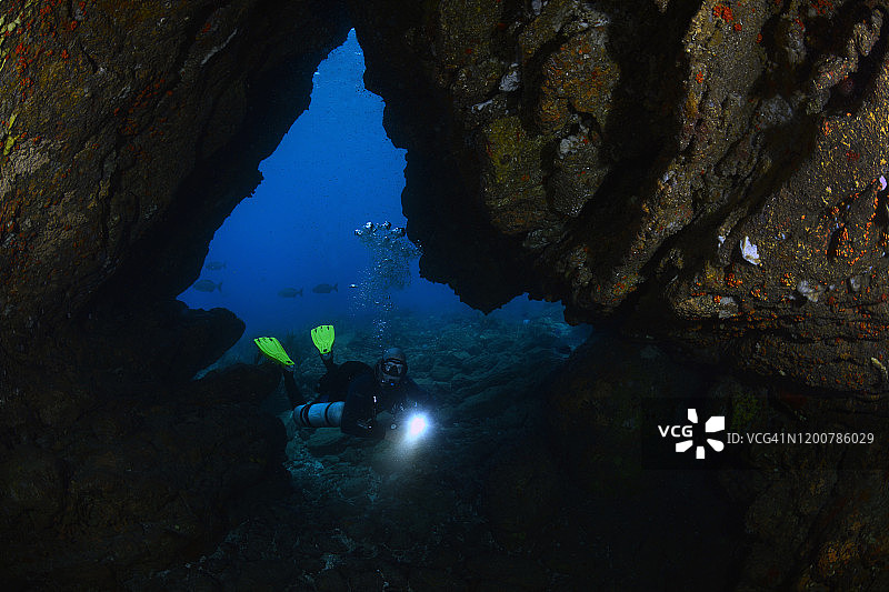 侧挂潜水员图片素材