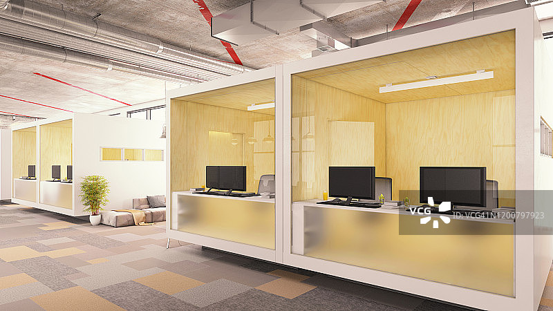 现代开放式办公室内景图片素材