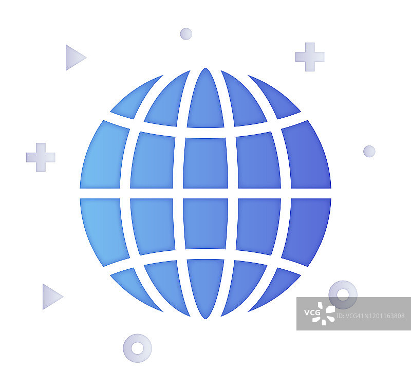 全球扩张战略渐变剪纸图标设计图片素材