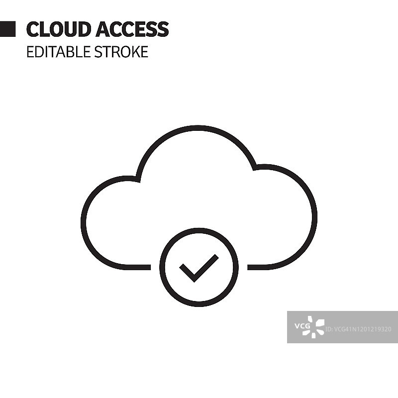 云访问线条图标：矢量轮廓符号，可编辑描边图片素材