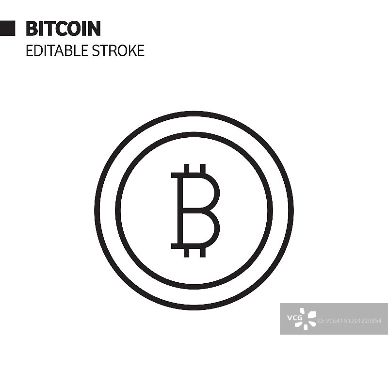 比特币线性图标矢量符号插图图片素材