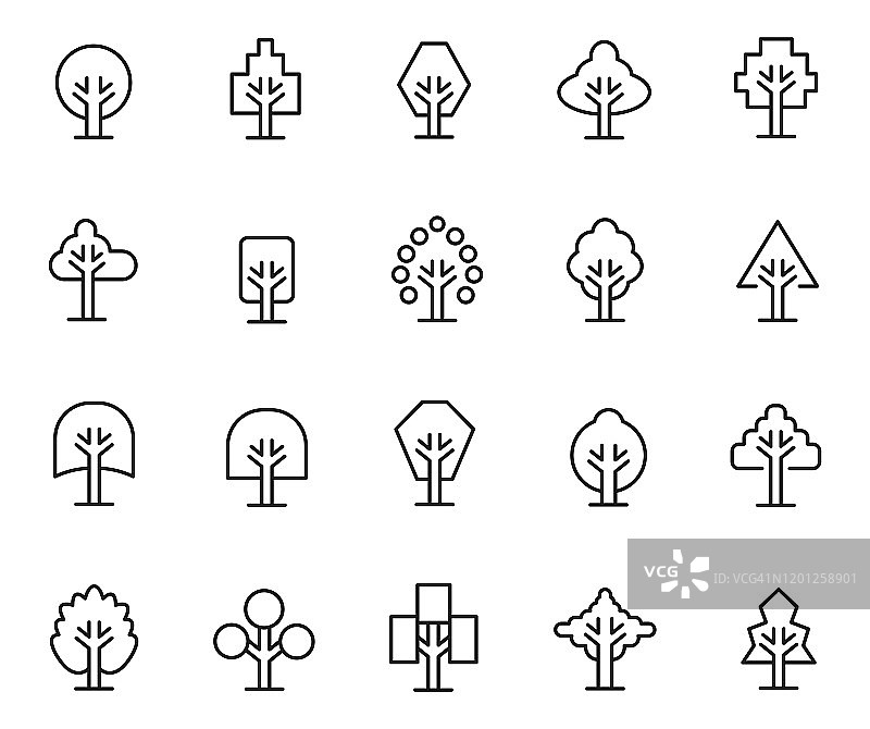 树木图标线条集图片素材