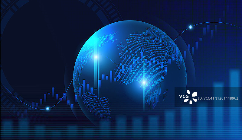 未来概念的世界地图与图表图片素材