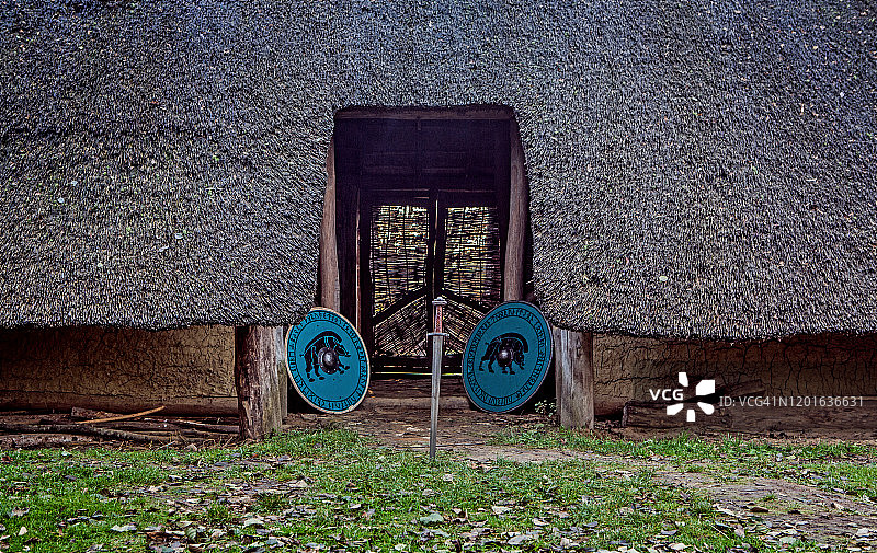 维京人定居点大厅图片素材