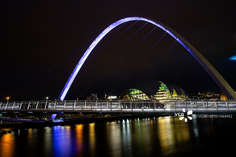 盖茨黑德千禧桥的长时间曝光照片图片素材